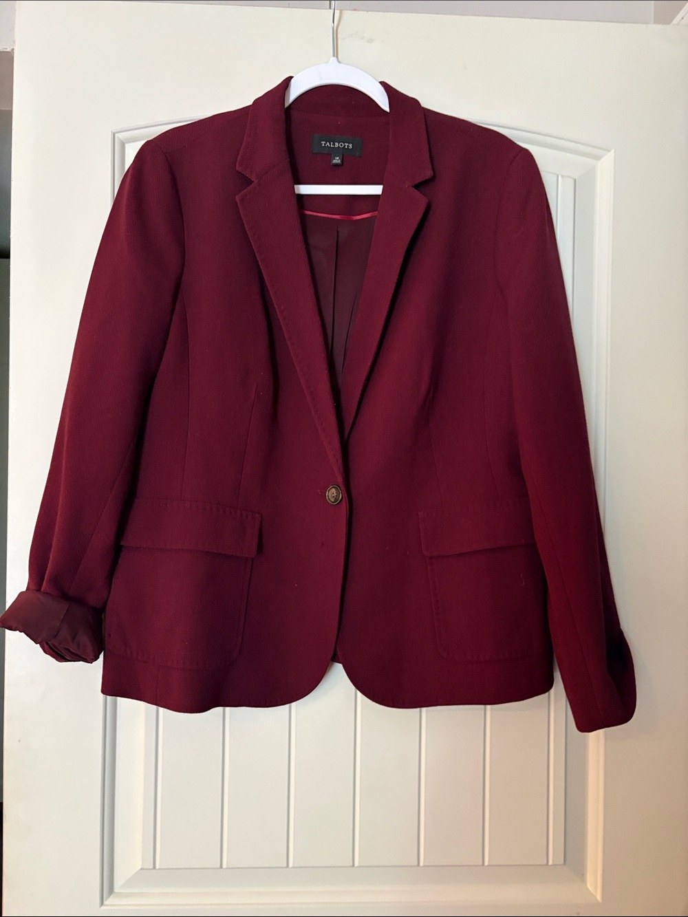 Talbots Burgundy Single-Button Blazer Jacket 14